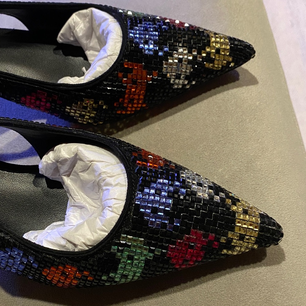 Kate Spade Multicolor Sequin Slingback Heels Size 5 - Picture 4 of 15